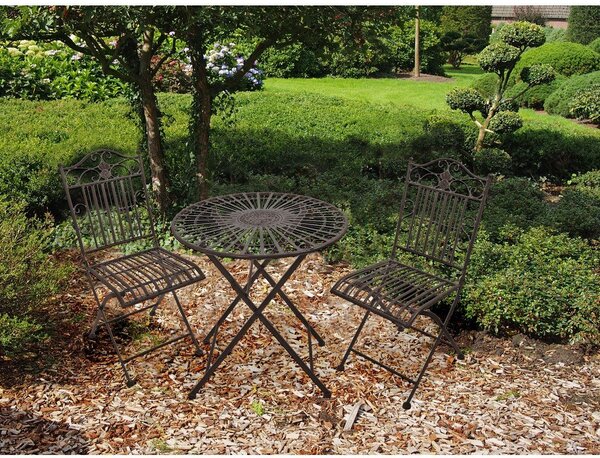 Tmavohnedá kovová záhradná jedálenská súprava pre 2 osoby – Garden Pleasure