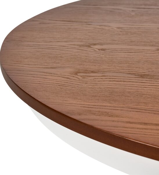Rozkladací jedálenský stôl hnedý jaseň dyha kaučukové drevo MDF 106/150 cm okrúhly vintage vidiecky štýl