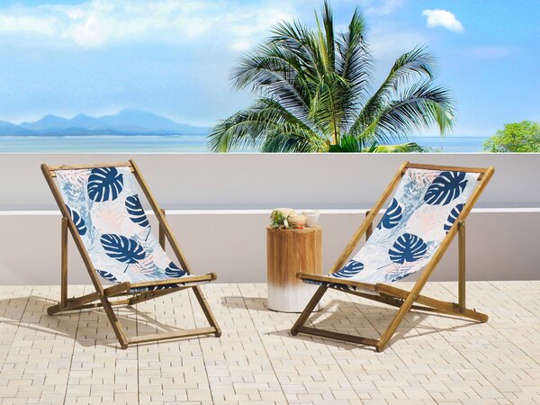 Sada 2 náhradných poťahov na záhradné ležadlo polyester 113 x 44 cm so vzorom listov