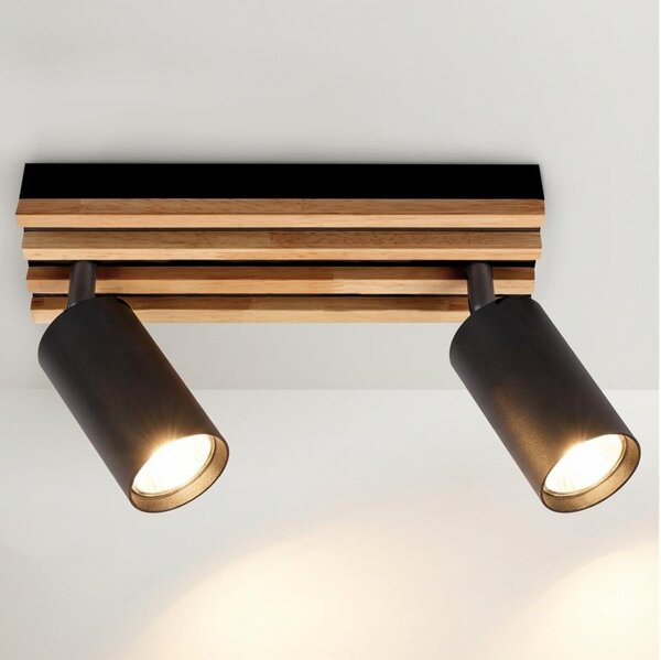 Brilagi - Bodové svietidlo SELE WOOD 2xGU10/30W/230V čierna/drevo