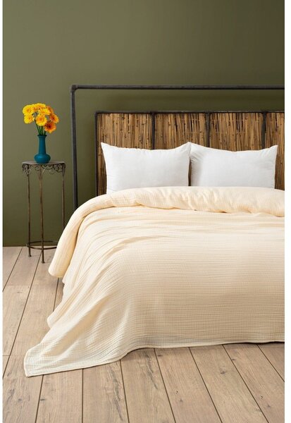 Krémový mušelínový pléd 220x250 cm Muslin – Mijolnir