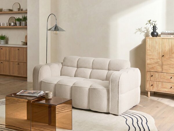 2-miestna pohovka béžová buklé čalúnenie prešívaná moderný minimalistický štýl obývacia izba
