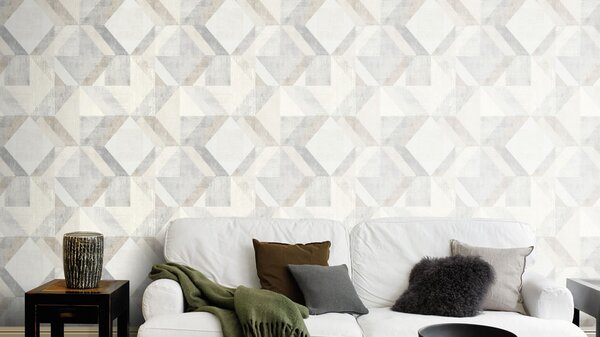 RASCH | Vliesová tapeta na stenu Unsere Besten 311921 | 0,53 x 10,05 m | šedá, béžová, biela, krémová