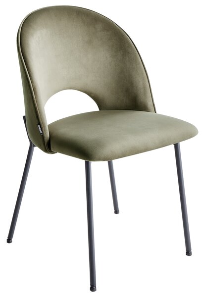Sada 2 jedálenských stoličiek zelené zamatové čalúnenie čierne nohy retro glamour
