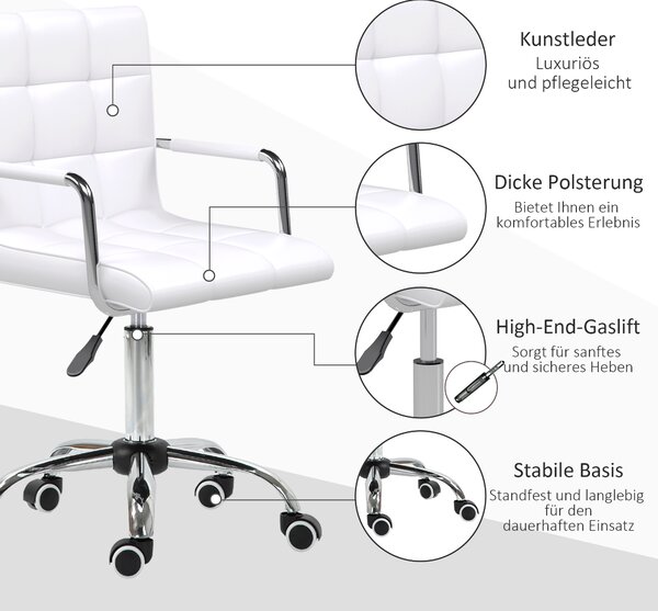 Kancelárske ergonomické kreslo HOMCOM 84-99 cm biele