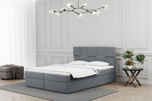 Boxpringová posteľ ALEXIA - 200x200, šedá