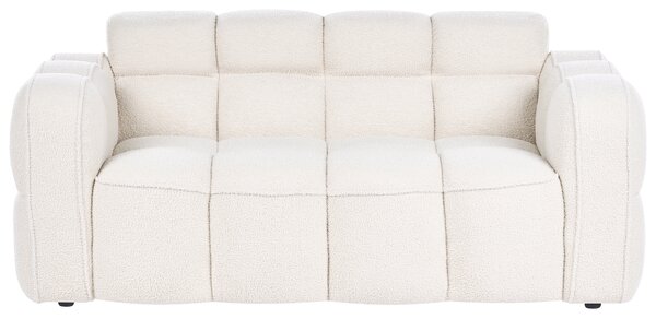 2-miestna pohovka krémová biela buklé čalúnenie prešívaná moderný minimalistický štýl obývacia izba