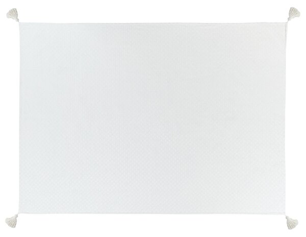 Deka krémová biela bavlnená 150 x 200 cm posteľná prikrývka so strapcami spálňa doplnky