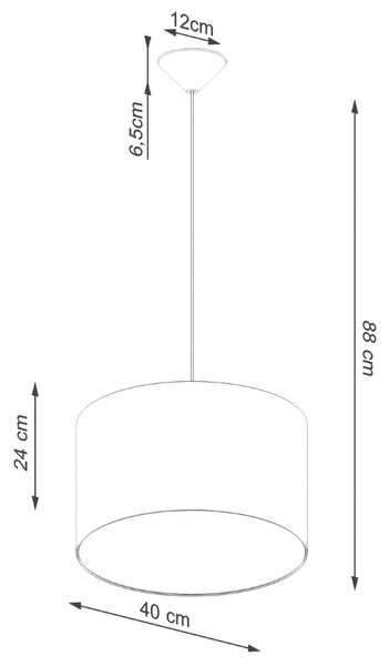 Závesné svietidlo Nova, 1x biele textilné tienidlo, (fi 40 cm)