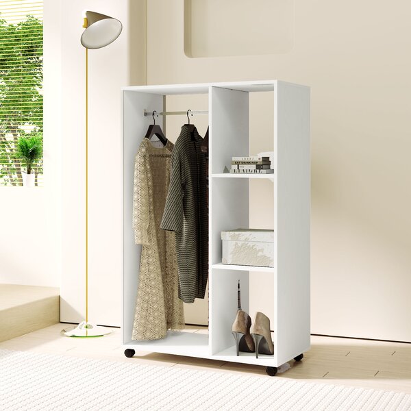 HOMCOM Mobilná šatníková skriňa 80 x 40 x 128 cm biela