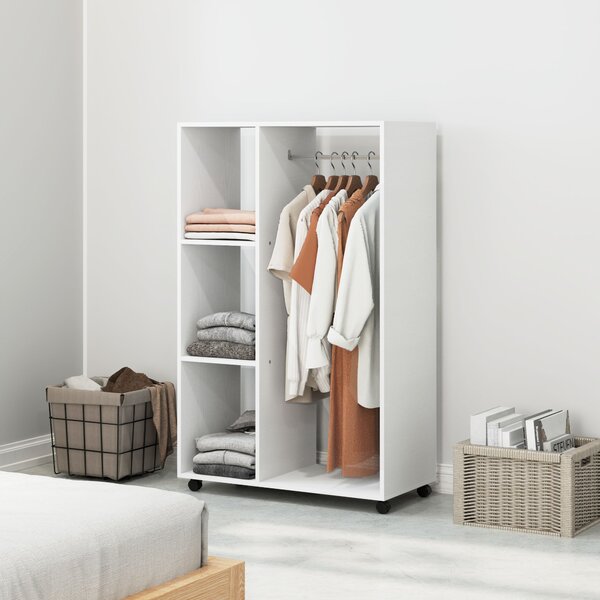 HOMCOM Mobilná šatníková skriňa 80 x 40 x 128 cm biela