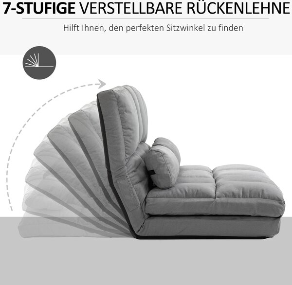 HOMCOM Polohovateľné kreslo s 3 polohami 102x73x60cm sivé