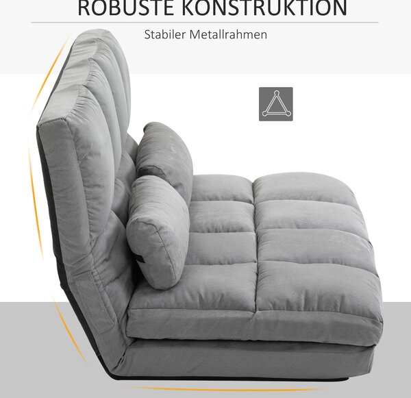 HOMCOM Polohovateľné kreslo s 3 polohami 102x73x60cm sivé