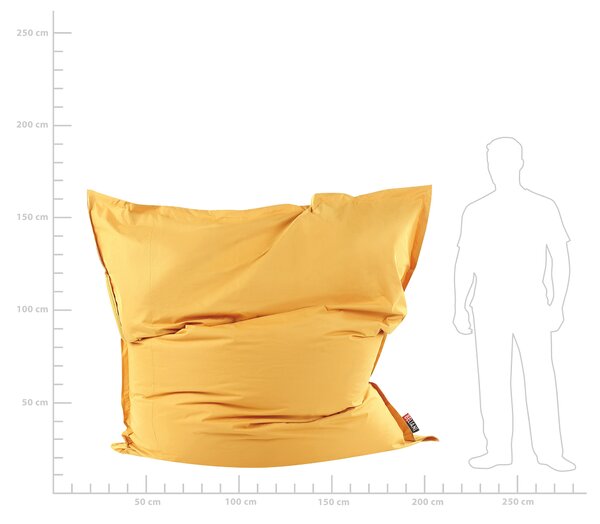 Extra veľký sedací vak žltý nylonový 180 x 230 cm vodoodolný poťah so zipsom polystyrénová výplň