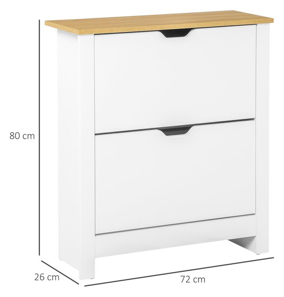 HOMCOM Výklopný stojan na topánky s 2 priehradkami na 12 párov topánok biely