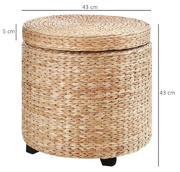 HOMCOM Stolička s úložným priestorom slama ratan 43x43cm