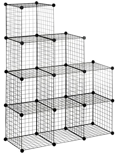 HOMCOM Oceľový drôtený regálový systém 9 priehradiek 35x35x35cm