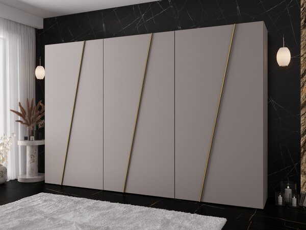 Mirjan24 Moderná skriňa Grelipt 300 cm, Farby: dub artisan / dub artisan + zlatá 5903211531941