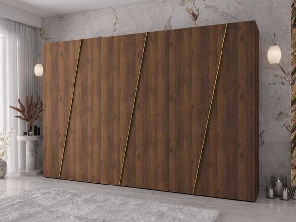 Mirjan24 Moderná skriňa Grelipt 300 cm, Farby: dub artisan / dub artisan + zlatá 5903211531941