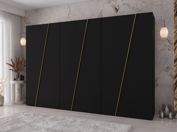 Mirjan24 Moderná skriňa Grelipt 300 cm, Farby: dub artisan / dub artisan + zlatá 5903211531941