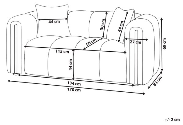 2-miestna pohovka béžová buklé čalúnenie zaoblený organický tvár moderný minimalistický štýl obývacia izba