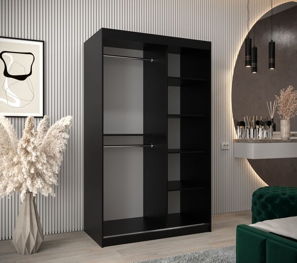 Skriňa s posuvnými dverami v šírke 120 cm TIMEA - čierna / dub artisan