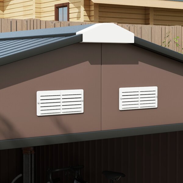 OUTSUNNY Kovový záhradný domček na náradie 340 x 386 x 200 cm hnedý