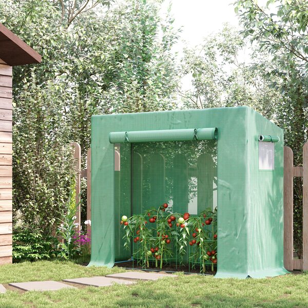 OUTSUNNY Prenosný úložný box s rolovacími dverami 200 x 76 x 168 cm zelený