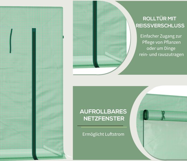 OUTSUNNY Prenosný úložný box s rolovacími dverami 200 x 76 x 168 cm zelený