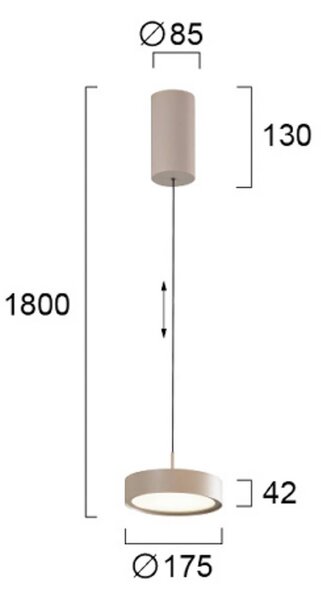 LED závesné svietidlo Denver, Ø 17 cm, béžová, kovová, Krémová / jantárovo žltá, Obývacia izba / jedáleň, Hliník, Moderný, Závesné svietidlo