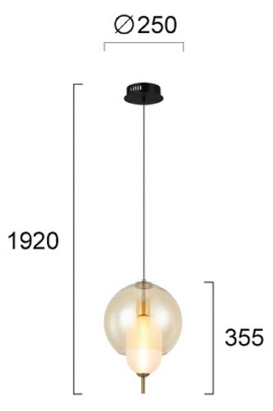 LED závesné svietidlo Adol, jantárová farba, Ø 25 cm, sklo, Krémová / jantárovo žltá, Obývacia izba / jedáleň, Sklo