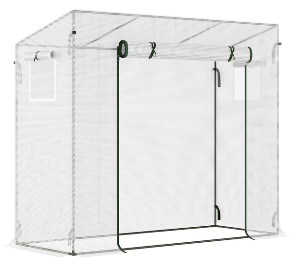 OUTSUNNY Prenosný úložný box s rolovacími dverami 200 x 76 x 168 cm biely