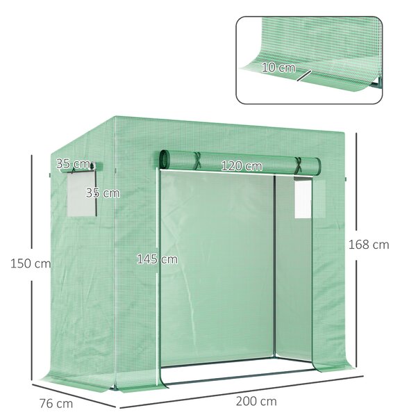 OUTSUNNY Prenosný úložný box s rolovacími dverami 200 x 76 x 168 cm zelený