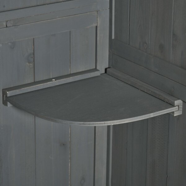 OUTSUNNY Záhradný box na náradie s policami drevený 77 x 54 x 179 cm sivý