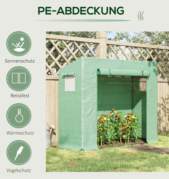 OUTSUNNY Prenosný úložný box s rolovacími dverami 200 x 76 x 168 cm zelený