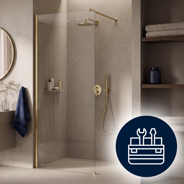 Hydrosan Sprchová zastena Walk-in SH07A GL BR 70 zlatá kartáčovaná - bez vaničky