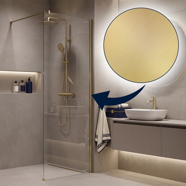 Hydrosan Sprchová zastena Walk-in SH07A GL BR 70 zlatá kartáčovaná - bez vaničky
