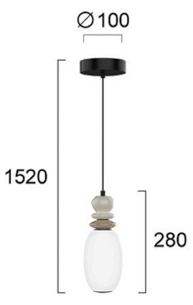 LED závesné svietidlo Gemma, výška 28 cm, farebná, sklo/keramika/kov, Viacfarebné, Obývacia izba / jedáleň, Sklo, Závesné svietidlo