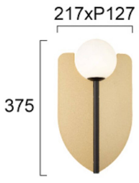 Nástenné svetlo Fedora, výška 37 cm, zlatá farba, kov/sklo, Mosadz / zlato, Obývacia izba / jedáleň, kov