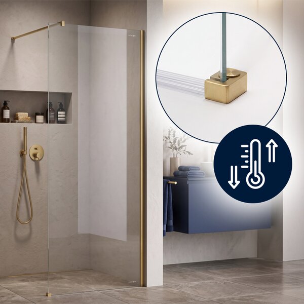 Hydrosan Sprchová zastena Walk-in SH07A GL BR 70 zlatá kartáčovaná - bez vaničky