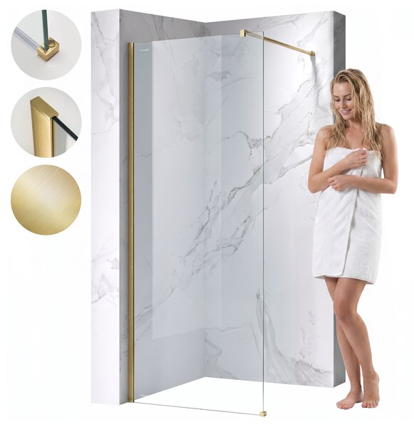 Hydrosan Sprchová zastena Walk-in SH07A GL BR 70 zlatá kartáčovaná - bez vaničky