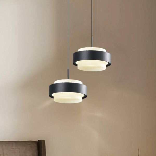 LED závesné svietidlo Donal, Ø 17 cm, čierna, kov, Čierna, Obývacia izba / jedáleň, Hliník, Moderný, Závesné svietidlo