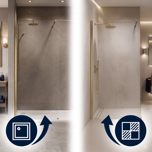 Hydrosan Sprchová zastena Walk-in SH07A GL BR 70 zlatá kartáčovaná - bez vaničky