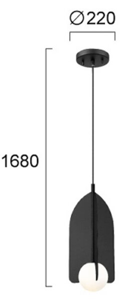 Závesné svietidlo Fedora, Ø 22 cm, čierna, kov/sklo, Čierna, Obývacia izba / jedáleň, kov
