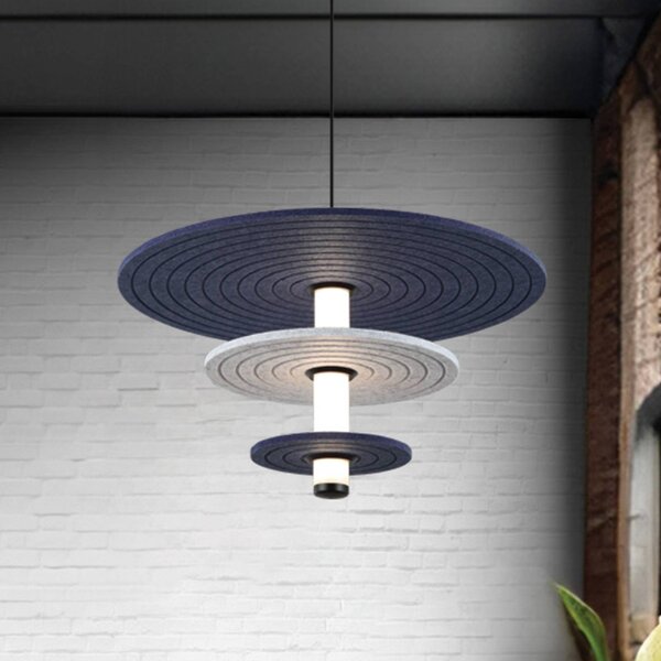 LED závesné svietidlo Azul, výška 31 cm, modrá/sivá/čierna, plsť, Hliník / sivá / zinok, Obývacia izba / jedáleň, Plast