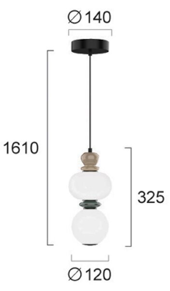 LED závesné svietidlo Gemma, výška 32 cm, farebná, sklo/keramika/kov, Viacfarebné, Obývacia izba / jedáleň, Sklo, Závesné svietidlo