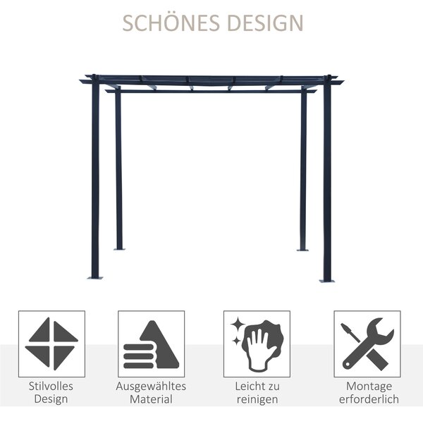 OUTSUNNY Kovová voľne stojaca záhradná pergola 250 x 230 x 250 cm čierna