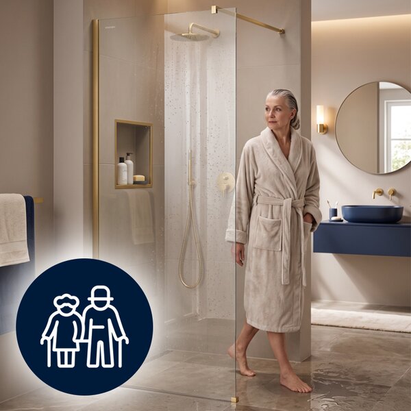 Hydrosan Sprchová zastena Walk-in SH07A GL BR 70 zlatá kartáčovaná - bez vaničky