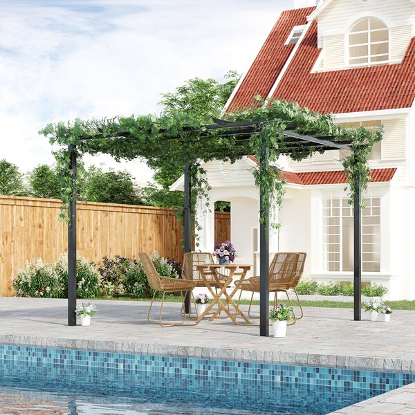 OUTSUNNY Kovová voľne stojaca záhradná pergola 250 x 230 x 250 cm čierna