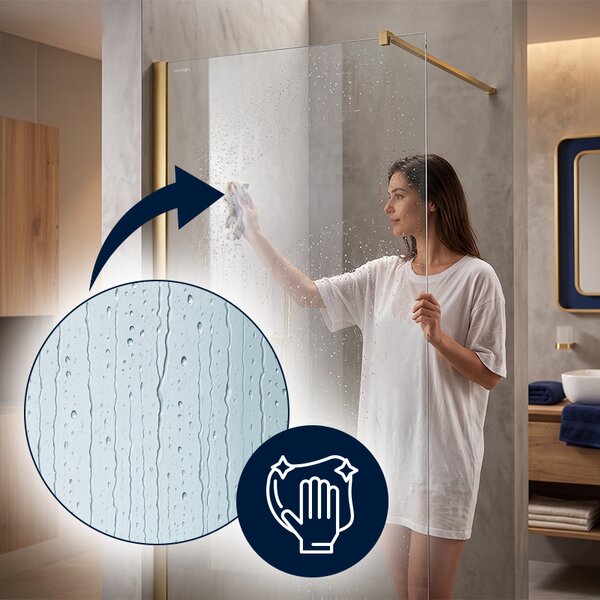 Hydrosan Sprchová zastena Walk-in SH07A GL BR 70 zlatá kartáčovaná - bez vaničky